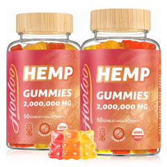 HOOLOO Hemp Gummies orange flavor highlight a fruity calm, sugar-free option.