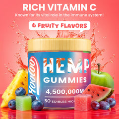 HOOLOO hemp gummies six-fruity flavors pack showcases variety to suit daily mood.