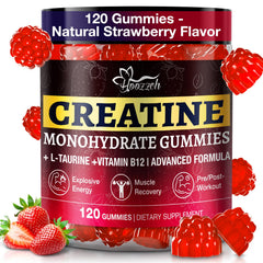 Hoozzch Creatine Gummies bottle-front view for convenient daily supplementation.