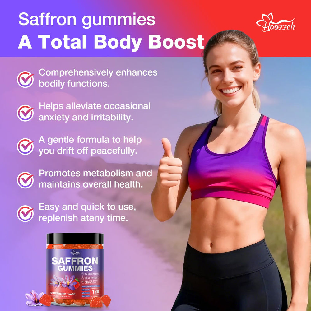 Hoozzch saffron gummies daily-dose ready for sleep and mood support on the go