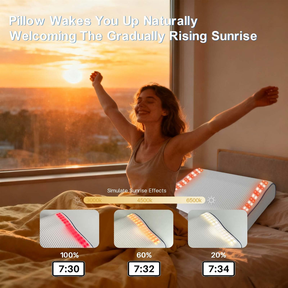 Hopihe Sunrise Pillow built-in Bluetooth speaker for streaming bedtime audio.