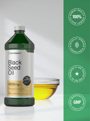 Horbäach Black Seed Oil ingredients panel confirms non-GMO and gluten-free formula.