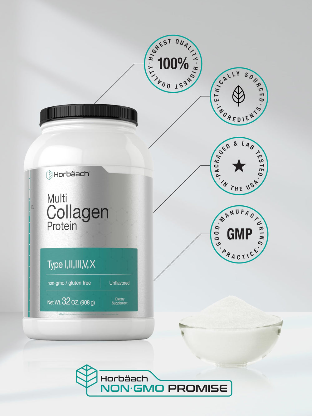 Horbaach collagen powder dissolve setup illustrates smooth blending in beverages