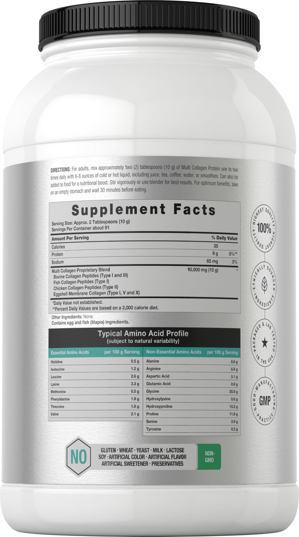 Horbaach hydrolyzed collagen peptides scoop shows easy mixing into drinks and meals