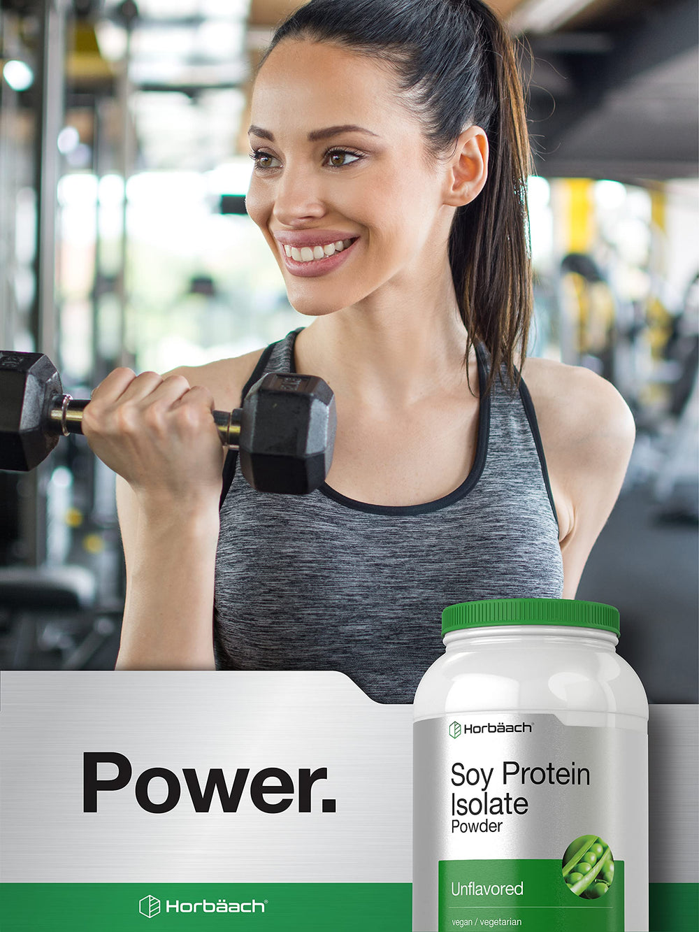 Horbaach Soy Protein Isolate in a kitchen scene for smoothies.