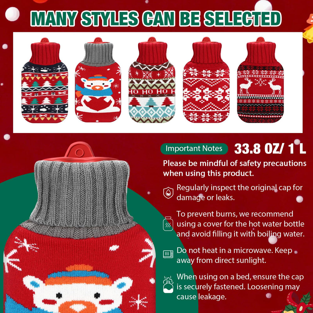 Hortsun five-pack Christmas hot water bottles perfect for gifting