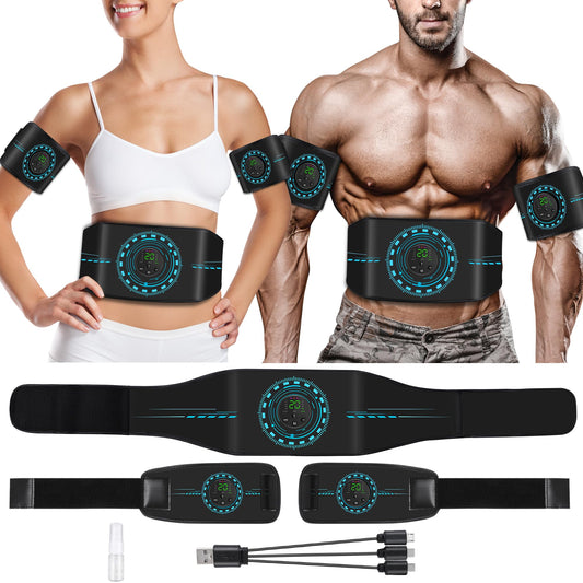 Hosioe ABS stimulator front view with belt for focused core workouts