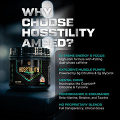 Hosstile Amped scoop-dispense demonstrates quick pre-workout mixing.