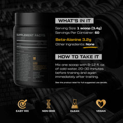 HOSSTILE Beta-Alanine powder label highlights pure ingredients.