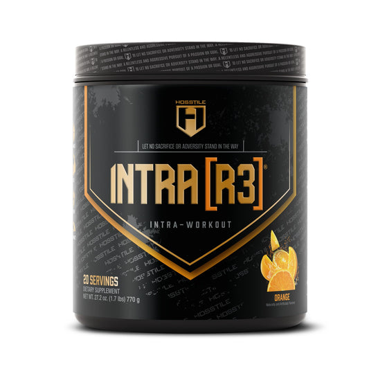 HOSSTILE Intra R3 powder tub ready for intra-workout fueling and endurance.