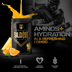 HOSSTILE Silo9 EAA post workout recovery powder in orange pineapple preserves amino balance