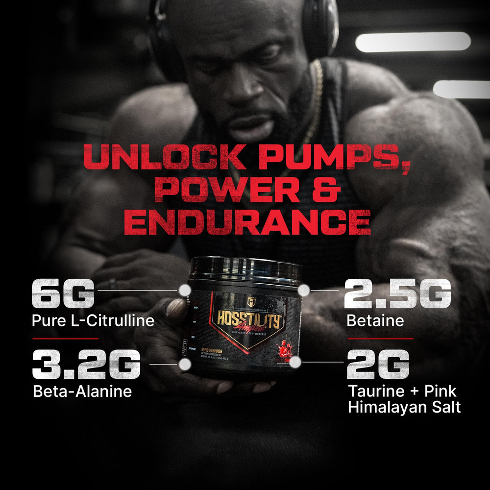 Hosstility Amped serving timer suggests consistent dosing for intense workouts.
