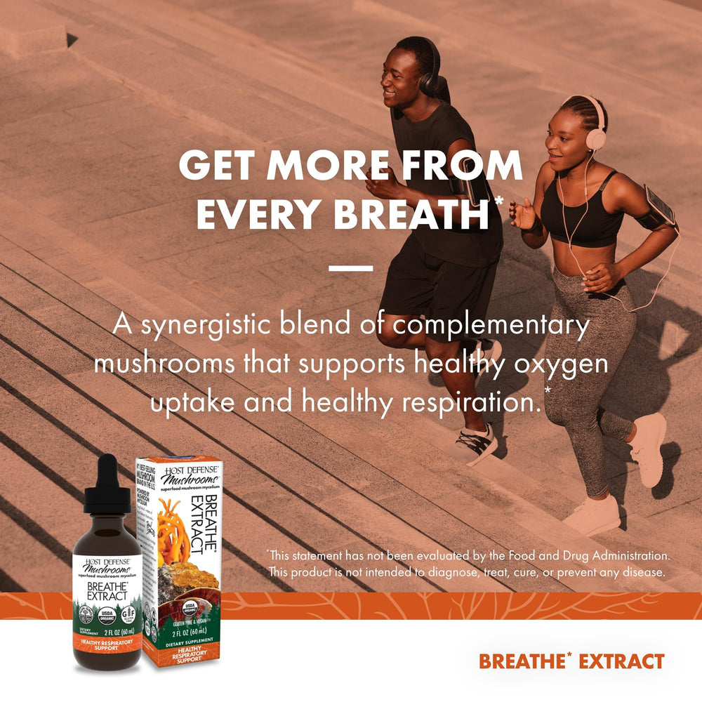 Host Defense Breathe Extract packaging box on a clean kitchen counter