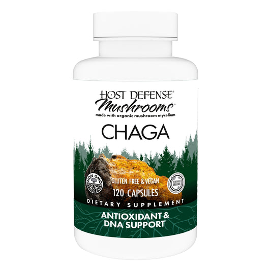 Host Defense Chaga Capsules bottle front for daily immune support