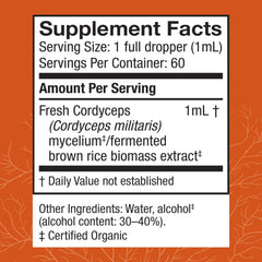 Host Defense Cordyceps extract dropper dispense shows daily use for immune support.
