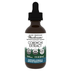 Host Defense CordyChi bottle and dropper highlighting energy support and immune balance.