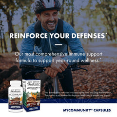 Host Defense MyCommunity bottle ready morning routine shows convenient daily capsule intake.
