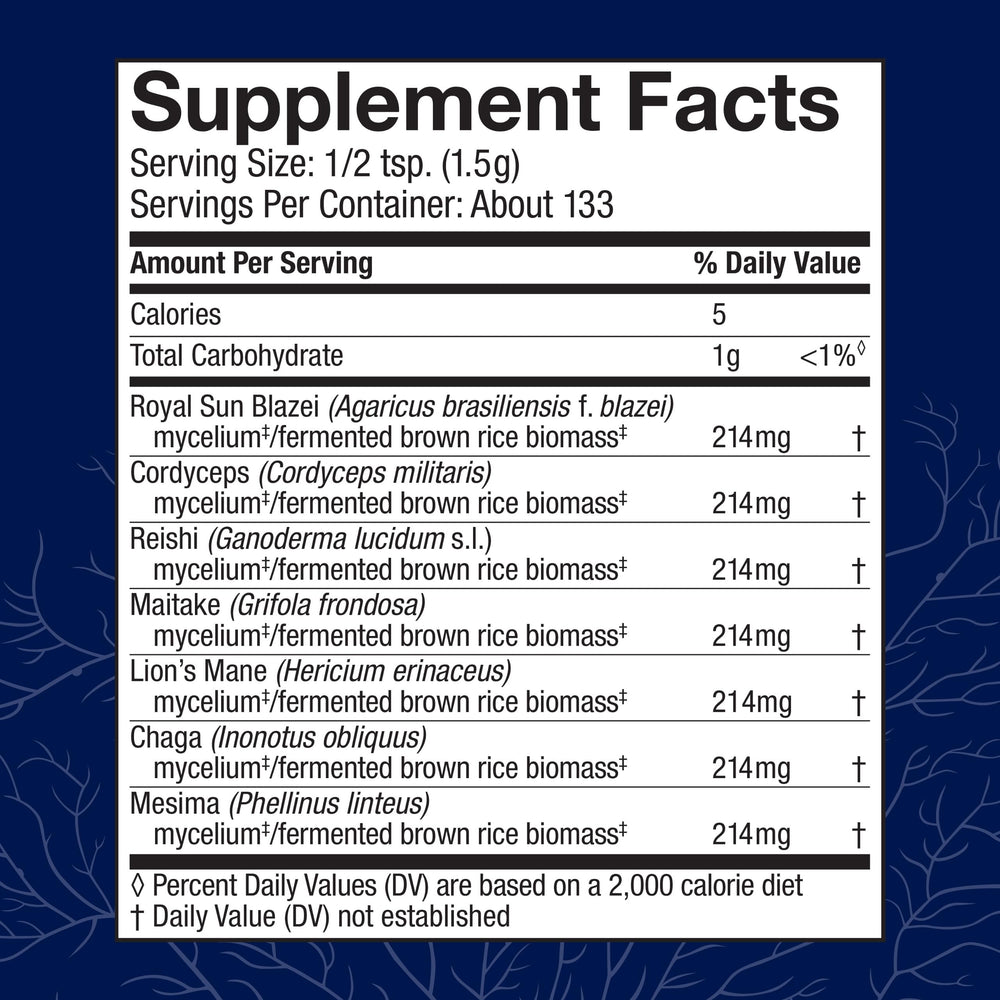 Host Defense Stamets 7 powder dispense scoop enables easy daily dosing.