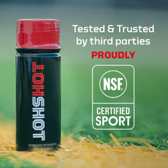 HOTSHOT spicy mango shot packaging—twelve-pack for ongoing cramp relief.