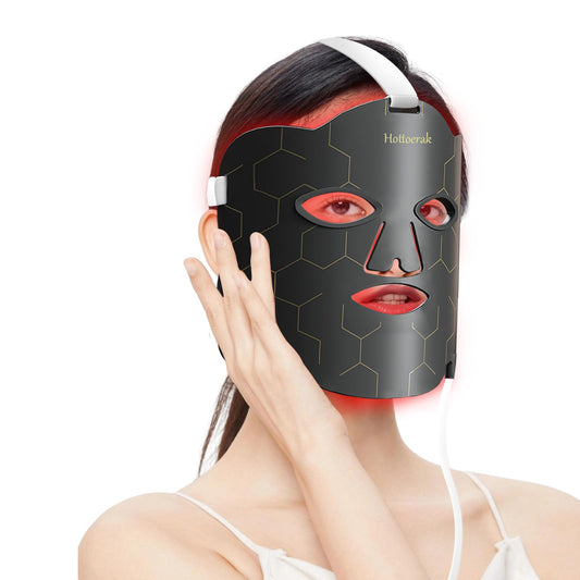 Hottoerak red light mask front view for at home facial therapy