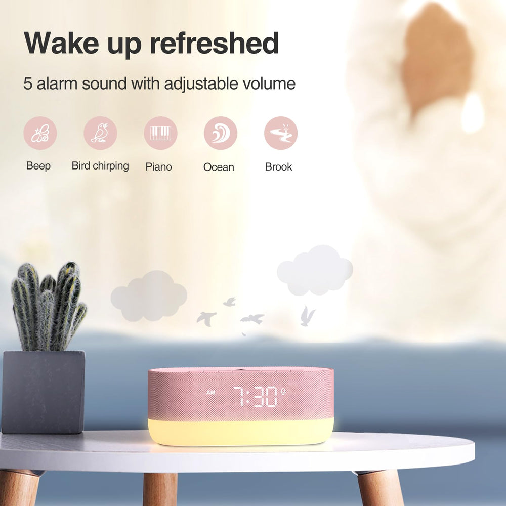 HOUSBAY Sound Machine night light ambiance with adjustable brightness for sleep.