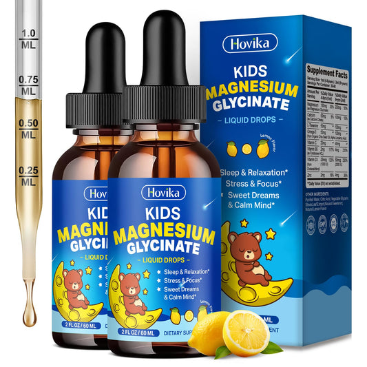 Hovika 2-pack kids magnesium drops in lemon bottle promote calm and restful evenings