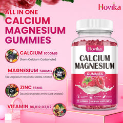 Hovika gummies 2-1 ratio graphic illustrating balanced calcium and magnesium absorption.
