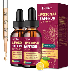 Hovika liposomal saffron drops bottle for enhanced absorption and daily mood balance.