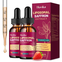 Hovika liposomal saffron strawberry bottle — enhanced absorption supports mood and focus.
