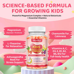 Hovika kids gummies bottle front view, inviting packaging that supports a soothing bedtime routine.