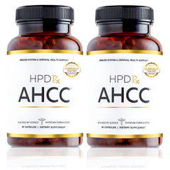 HPD Rx bottle front label with AHCC and shiitake for immune support