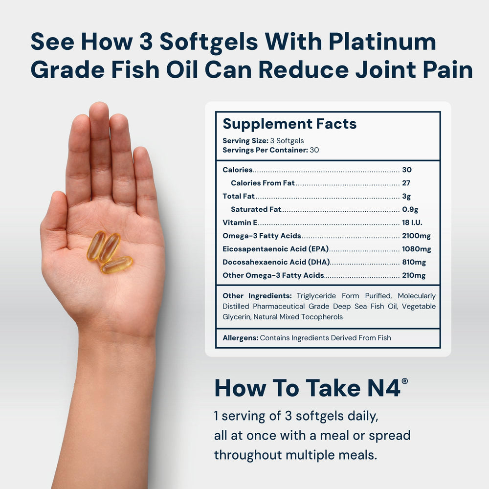 HPN N4 Icelandic Omega-3 capsules close-up emphasizes small easy-to-swallow softgels.