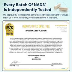 HPN NAD3 bottle indicating USA manufacturing and trusted quality seals