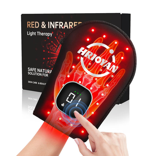 HRIOYAN cordless red light glove front view for convenient at-home light therapy.