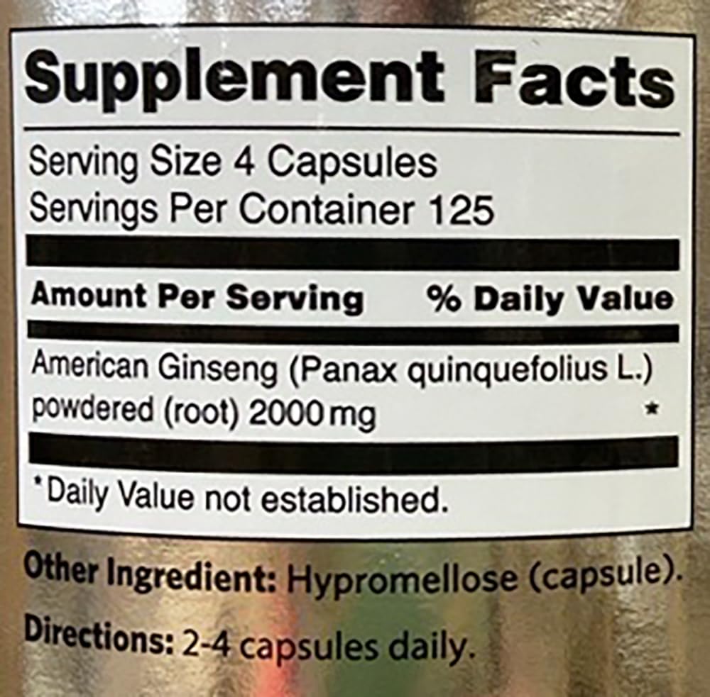 Hsu's American Ginseng capsules inside bottle for daily use.