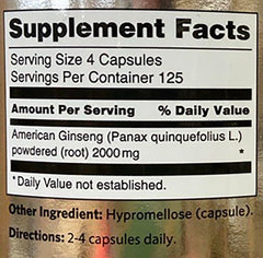 Hsu's American Ginseng capsules inside bottle for daily use.
