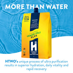 HTWO Plus Lemonade bottle pour illustrating easy serving during workouts