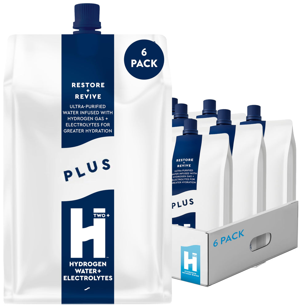 HTWO Plus original bottle pouring for on-the-go hydration and focused energy.