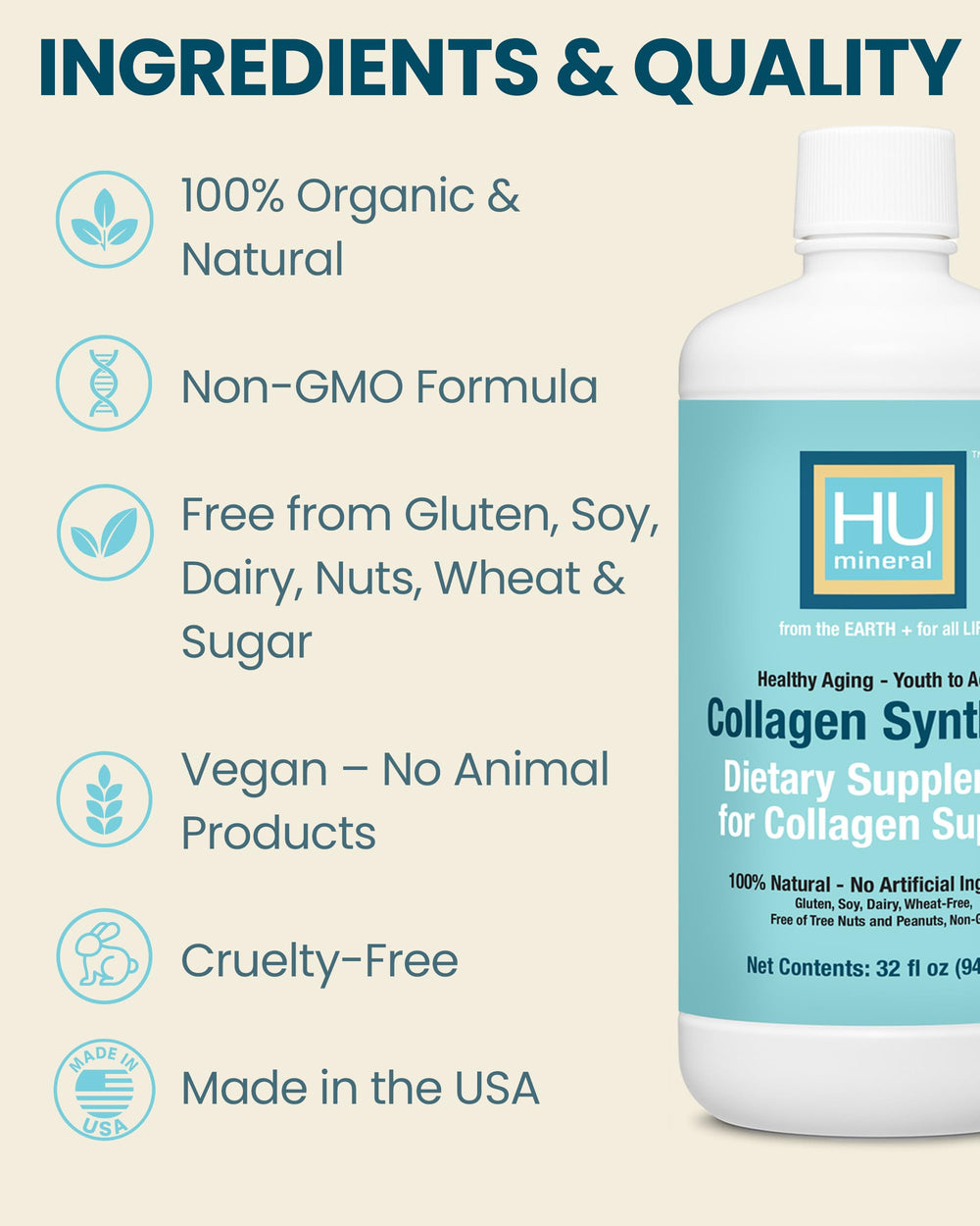 HUmineral Collagen Synthesis with sea moss suggests mineral rich nourishment.