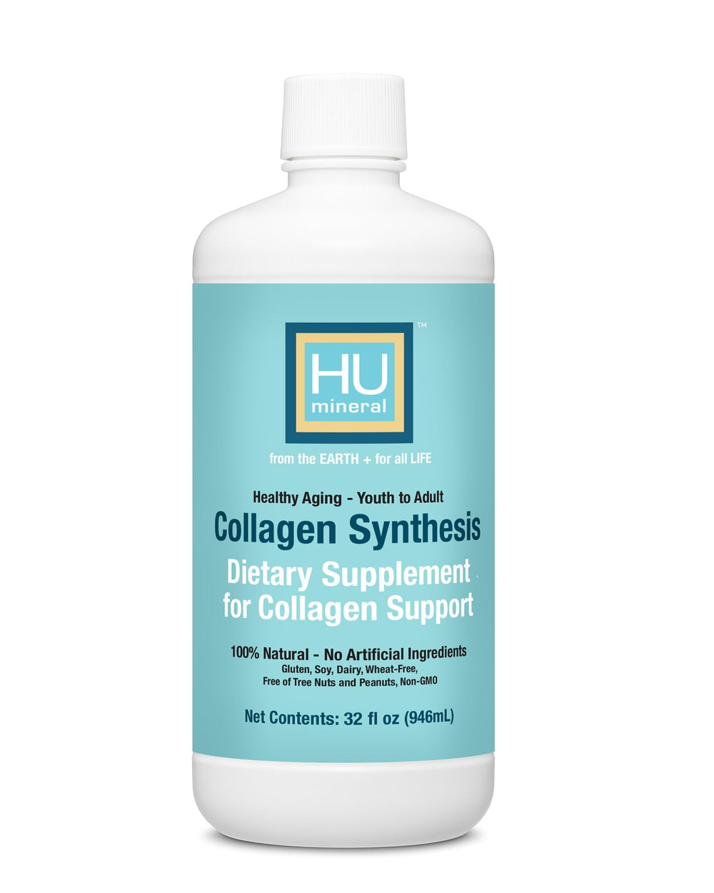 HUmineral Collagen Synthesis bottle highlights plant based support for joints and skin.