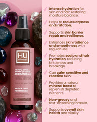 HUmineral Plant-based mineral mist promotes clean hydration for face, hair, and body.