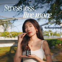 HUA Wellness Stress Support capsules arranged, suggesting mood stability and clarity.