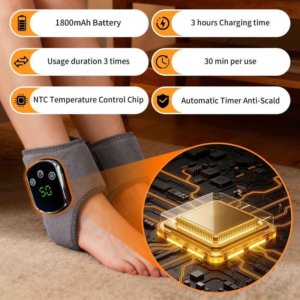 HUAJUN ankle massager ergonomic fit accommodates both feet comfortably.