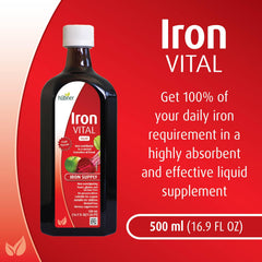 Hubner Iron Vital bottle label close-up showing ingredients and vitamin C