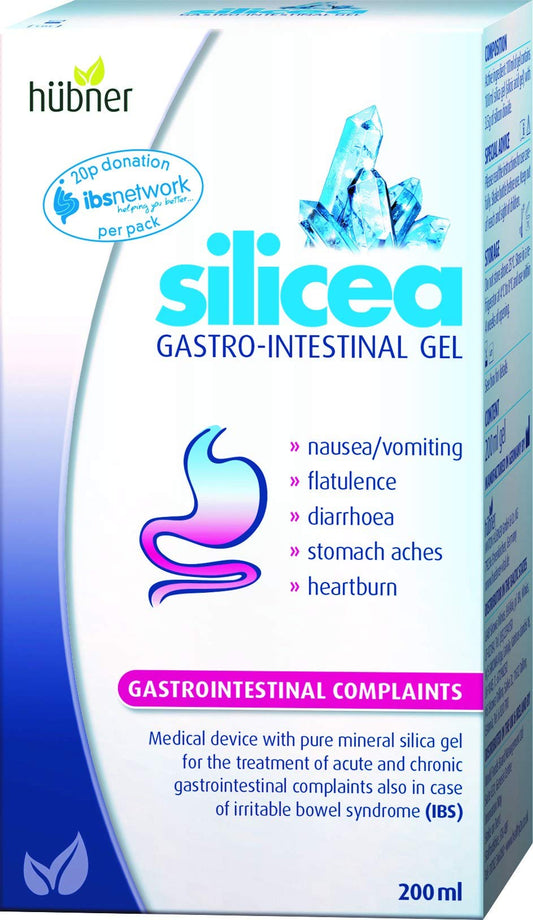 Hubner Silicea Gastro bottle for on-the-go GI comfort.