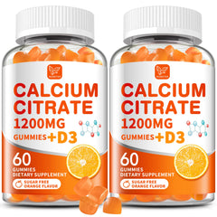 Hudetex Calcium Citrate D3 Gummies bottle front showing orange flavor for daily bone support.