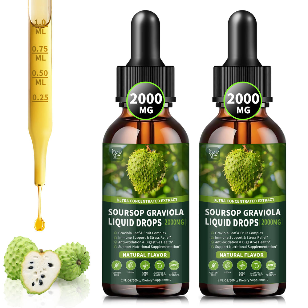 Hudetex Soursop liquid drops bottle, 2-pack, natural flavor for daily wellness