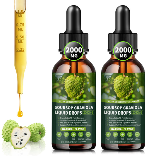 Hudetex Soursop liquid drops bottle, 2-pack, natural flavor for daily wellness