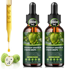Hudetex Soursop liquid drops bottle, 2-pack, natural flavor for daily wellness