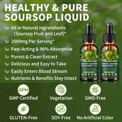 Hudetex Soursop liquid drops label close-up, organic and cold-processed